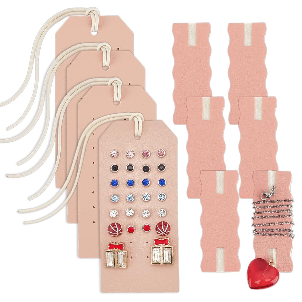 OLYCRAFT 10pcs Portable Earring Nacklace Organizer Set Tangle-Free Necklace Organizer Leather Earring Holders Leather Jewelry Card Holder Jewelry Storage Card for Stud Earring Chain Necklaces Storage