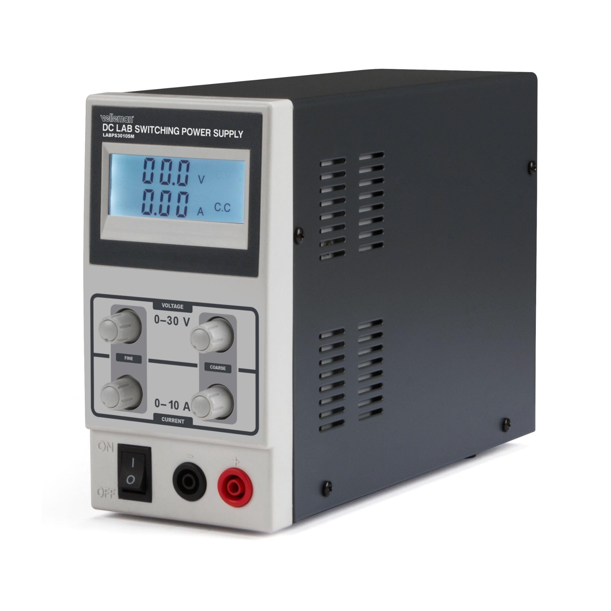 Velleman Suministro de Laboratorio, Corte, Ajustable, 0-30 VCC/0-10 A, limitación Actual, protección contra Cortocircuitos, Pantalla LCD, Gris