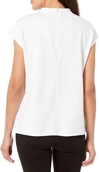 Kensie Women's Ponte Top Shirt, Ivory Cloud, Extra Large