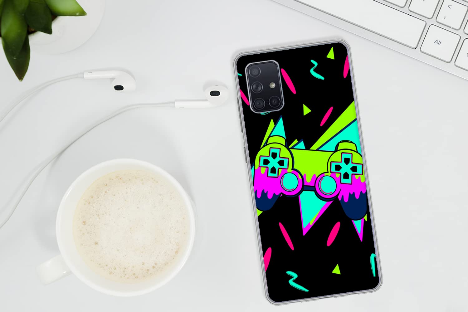 MuchoWow Funda para Samsung Galaxy A51 5G - Juego - Mando - Negro - Funda de Silicona/Funda Blanda para teléfono móvil