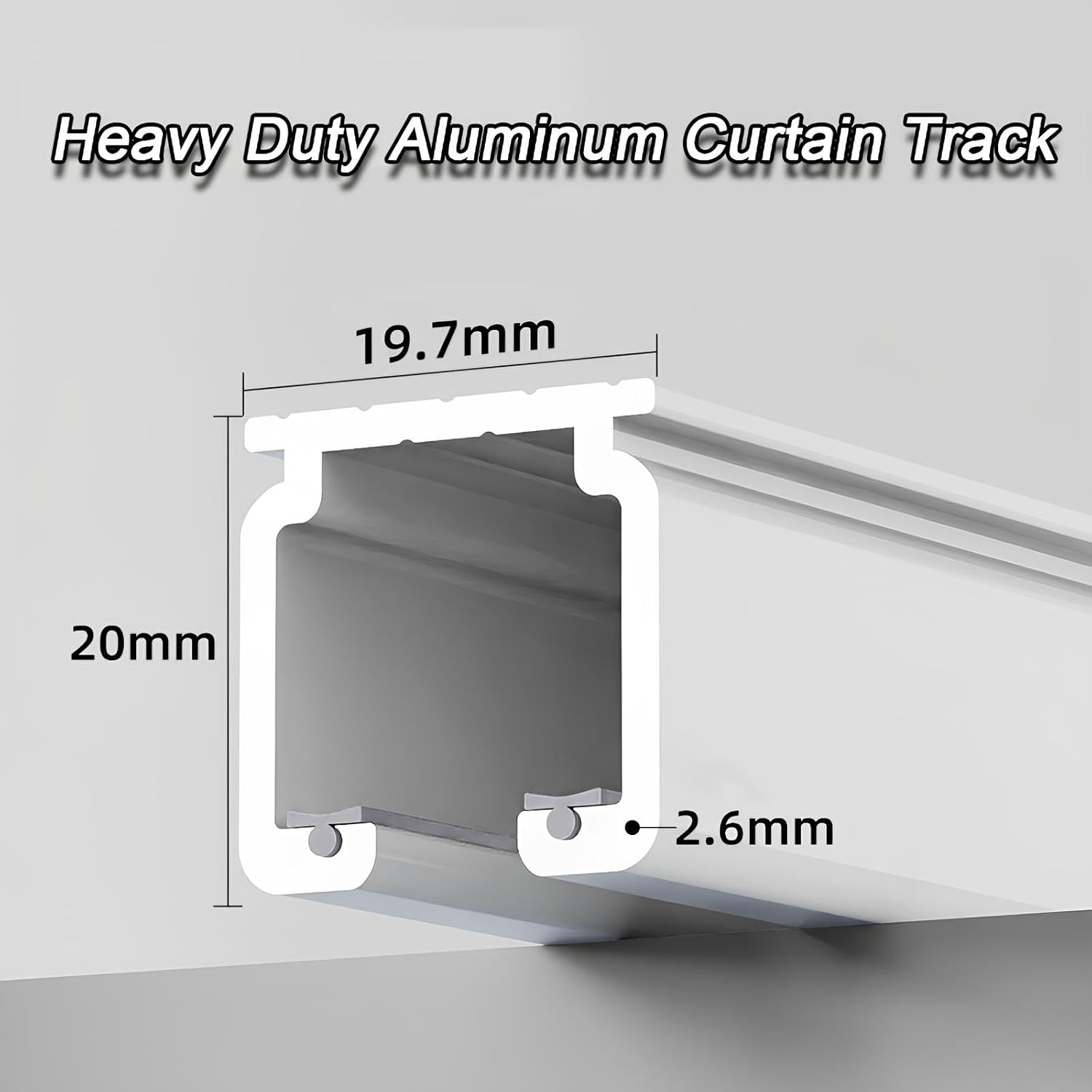 Heavy-Duty Aluminum Curtain Track for Bedroom, Ceiling or Wall Mount, Room Divider for Privacy in Living Room, 3.0m (2 x 1.5m), White Finish