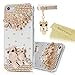iPhone SE Case,iPhone 5S Case,iPhone 5 Case - Mavis's Diary 3D Handmade Bling Crystal Golden Owls Flowers Shiny Glitter Diamond Rhinestone Clear Hard Cover for iPhone SE/5S/5 with Cute Dust Plug
