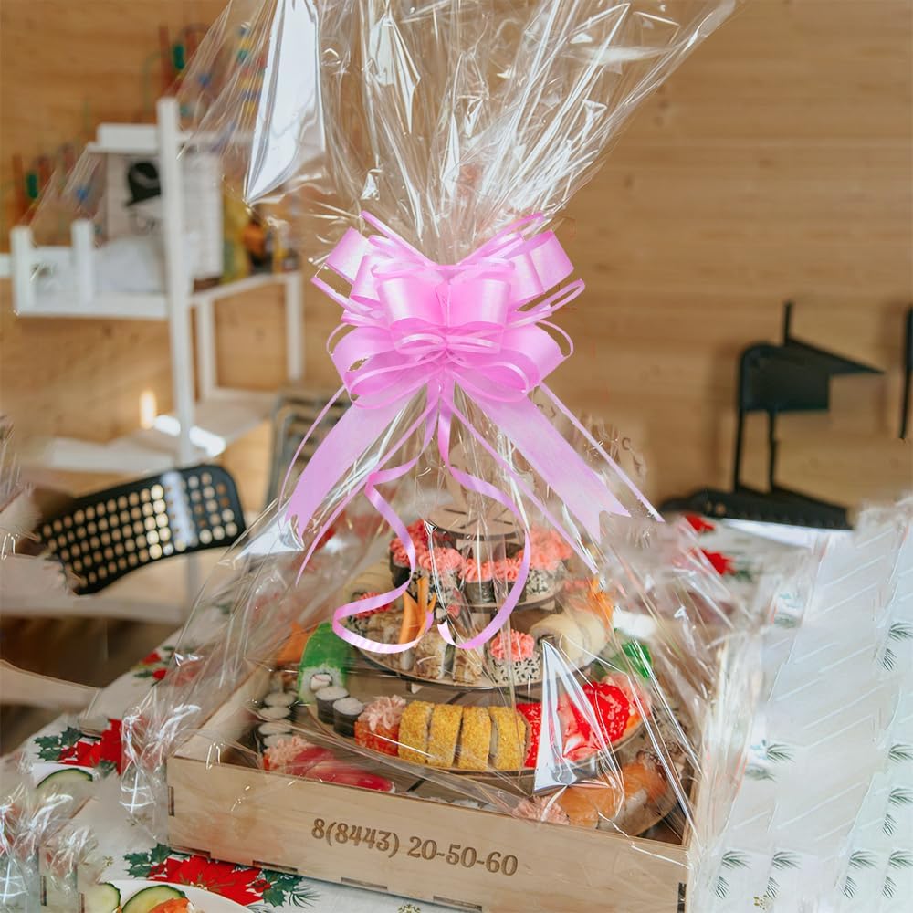 Gift Bow for Presents - Brushed Glitter Iridescent Pink Pull Bows for Gifts, Large Instant Decorative Bows for Party, Easter, Wedding, Baby Shower, Decorative(6 Inches, 8 Pack) - Image 2