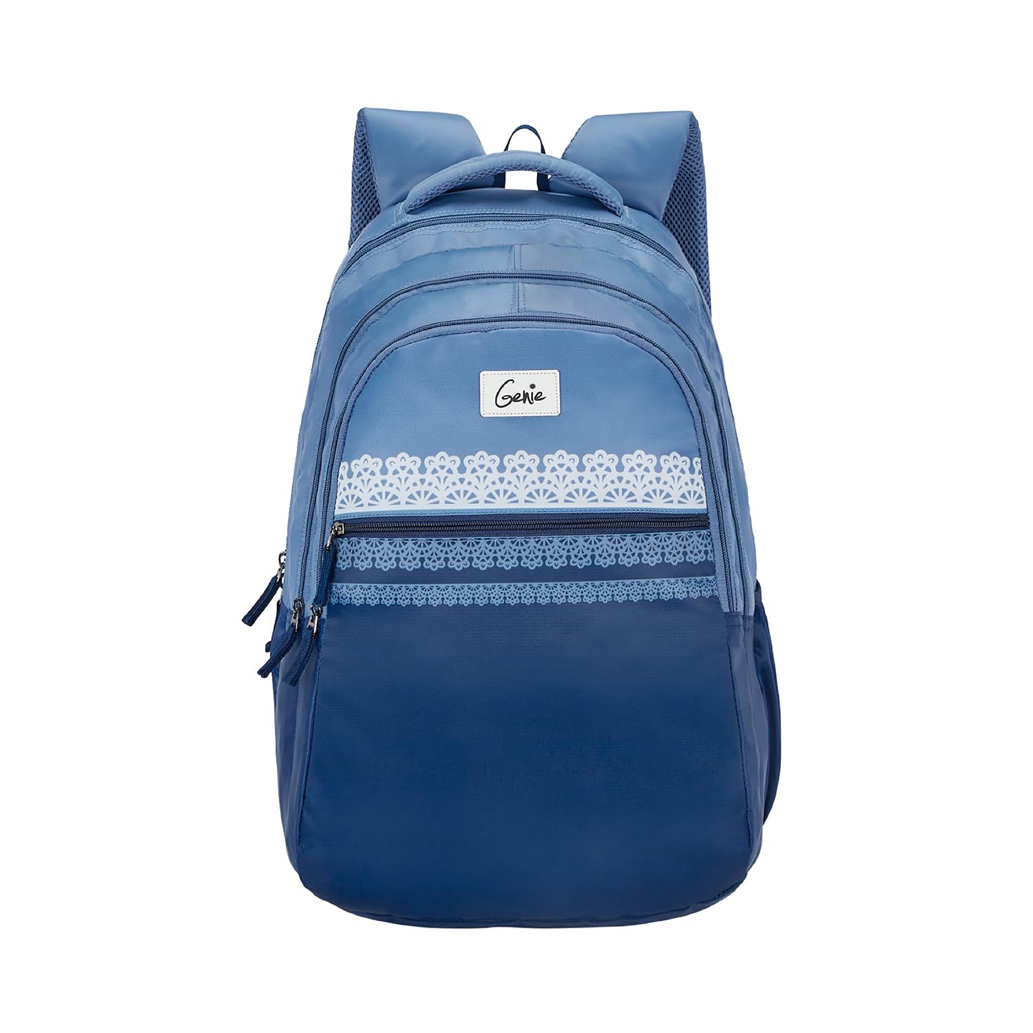 Genie Olivia Laptop Backpack for Women in pastel blue colour. More Volume, 3 zips, Stylish & Trendy College Bags for Girls, Water Resistant, Lightweight Bags for Office, Travelling. 36 litres. 19"