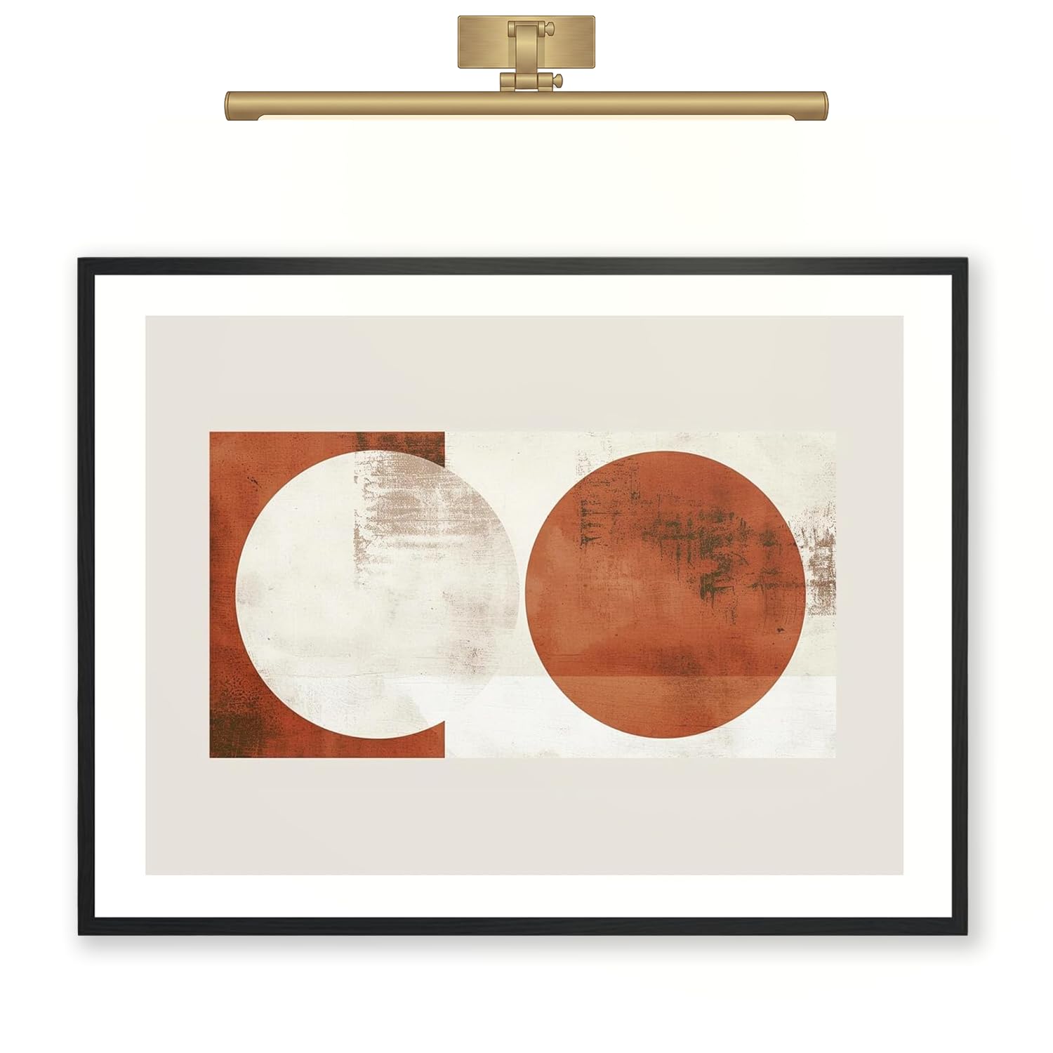 Moonow7 Terracotta and White Abstract Wall Art Prints Neutral Geometric Poster for Living Room or Bedroom Wall Decor Minimalist Art Print Unframed Size 18x24 / 45x60 cm