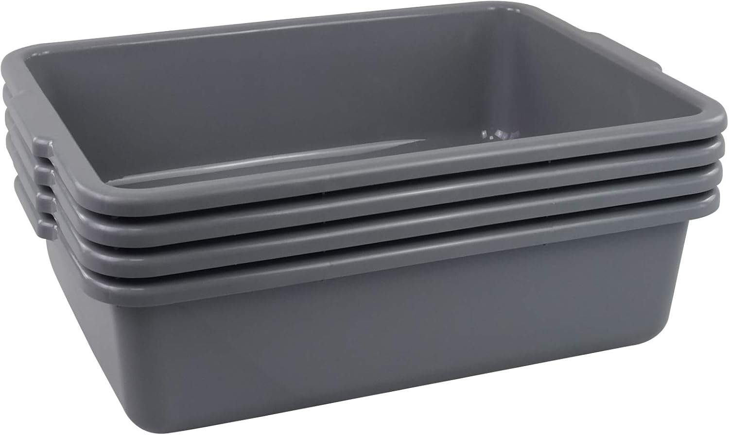 Cand 4 Packs Commercial Bus Tubs, 22 L Plastic Bus Box, Grey Utility Dishpan