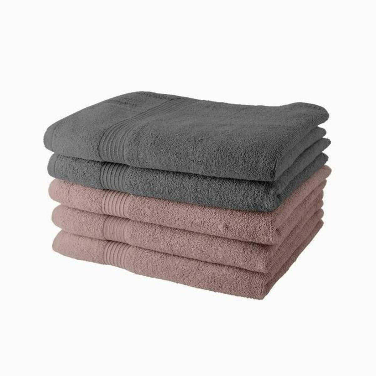 TODAY Juego de Toallas Gris Rosa Claro 5 Piezas 70 x 130 cm