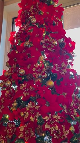 Alupssuc 24 stuks kunstmatige kerstbloemen decoraties