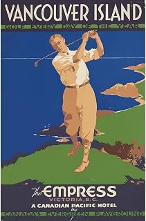 ArtDirect Canada Vancouver Island Golf Vintage Travel Poster Unframed Art Print Giclee Poster - Customization Sizes 7x10, 9x14, 13x20, 24x36, 31x48, and 39x60 Inches