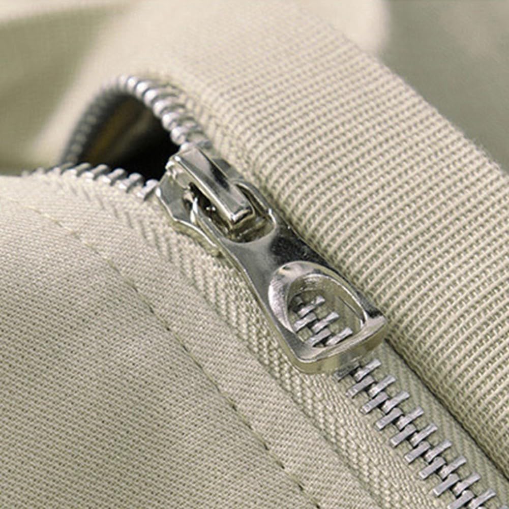Veste à col pour homme avec fermeture éclair - Coupe ajustée - Style décontracté - Taille L - Beige