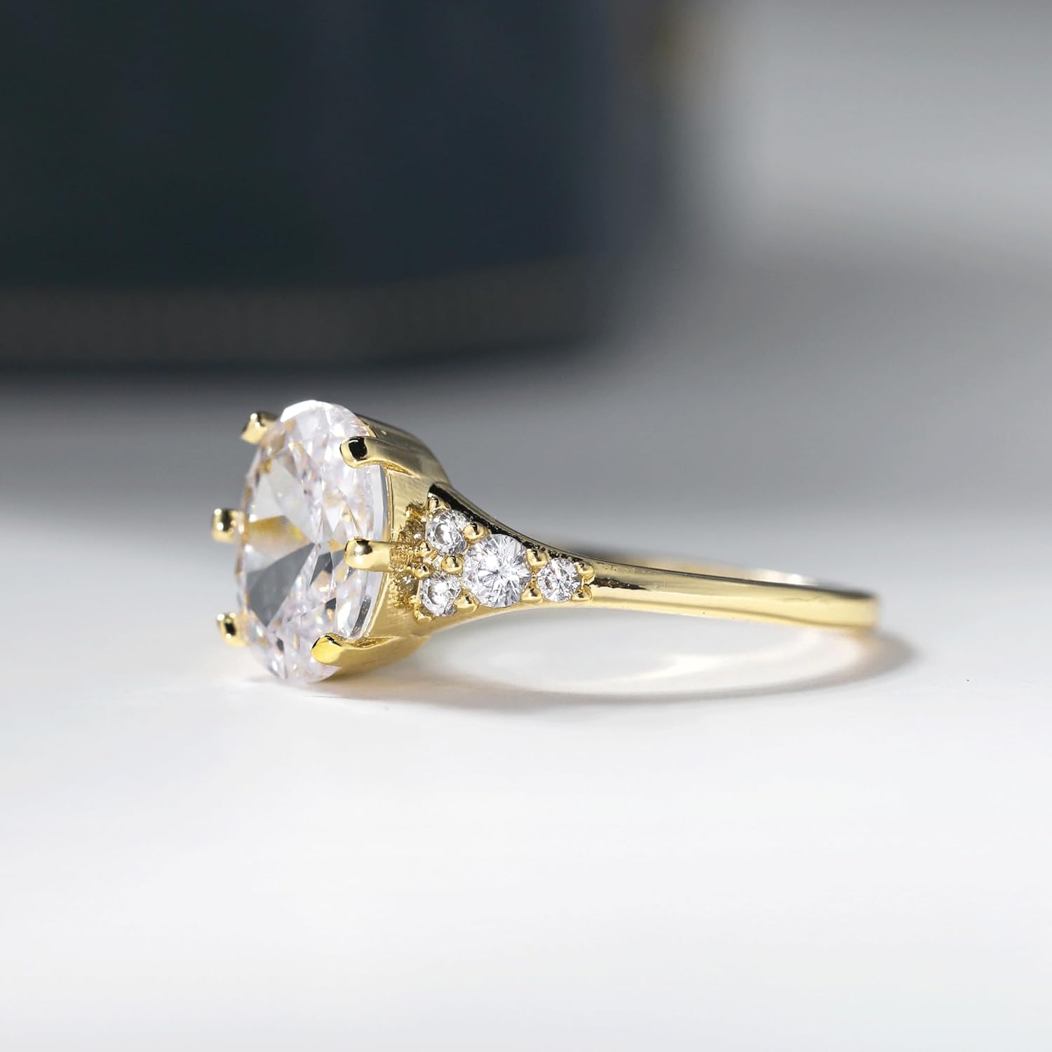 1CT/2CT3CT 14K Gold Plated 925 Sterling Silver Engagement Rings Oval Cut Cubic Zirconia CZ Wedding Promise Rings for Her Stunning Wedding Bands for Women Size 5-9 - Image 4