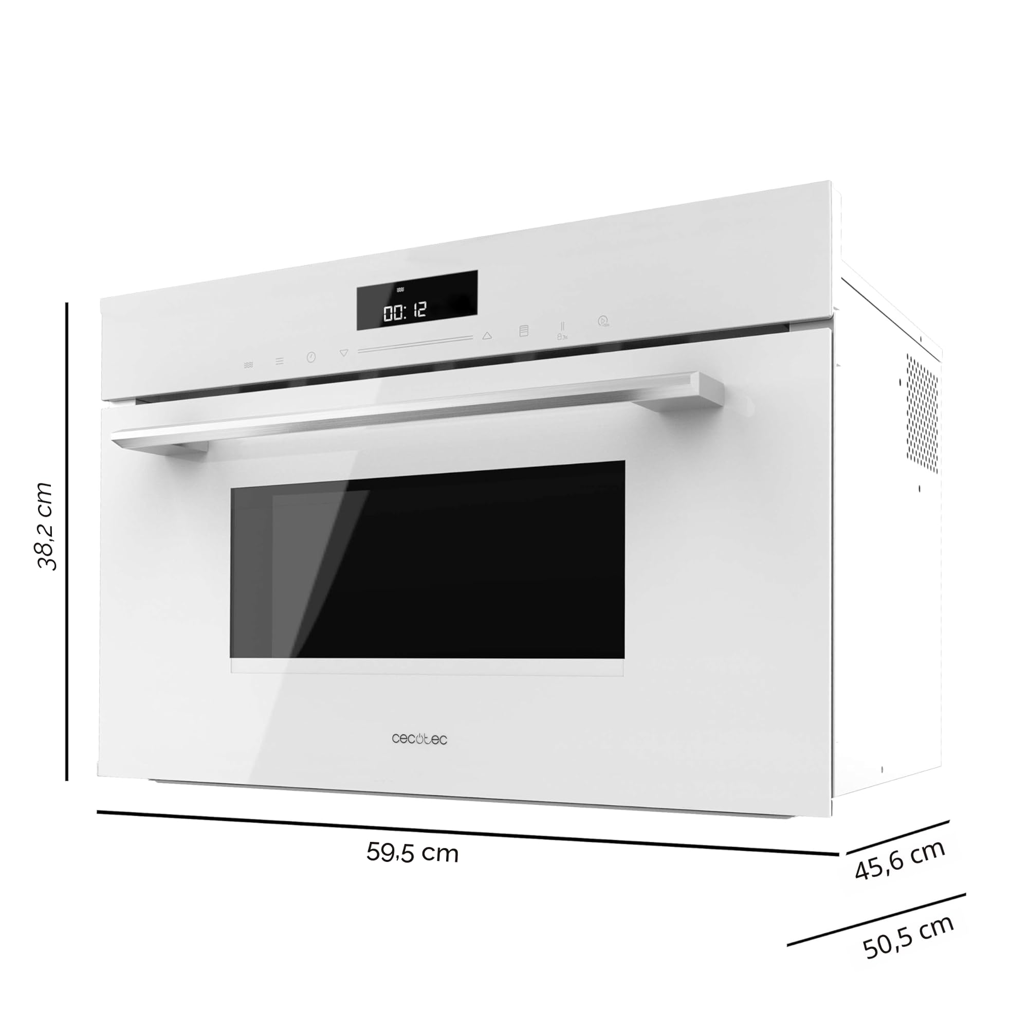 Cecotec Micro-ondes Encastrable Glass White de 34L Bolero Hexa MW703800 Glass White. 1450W, Mode Grill 1100W, Defrost, Auto Menu, Speed cooking, Minuterie, Contrôle Tactile