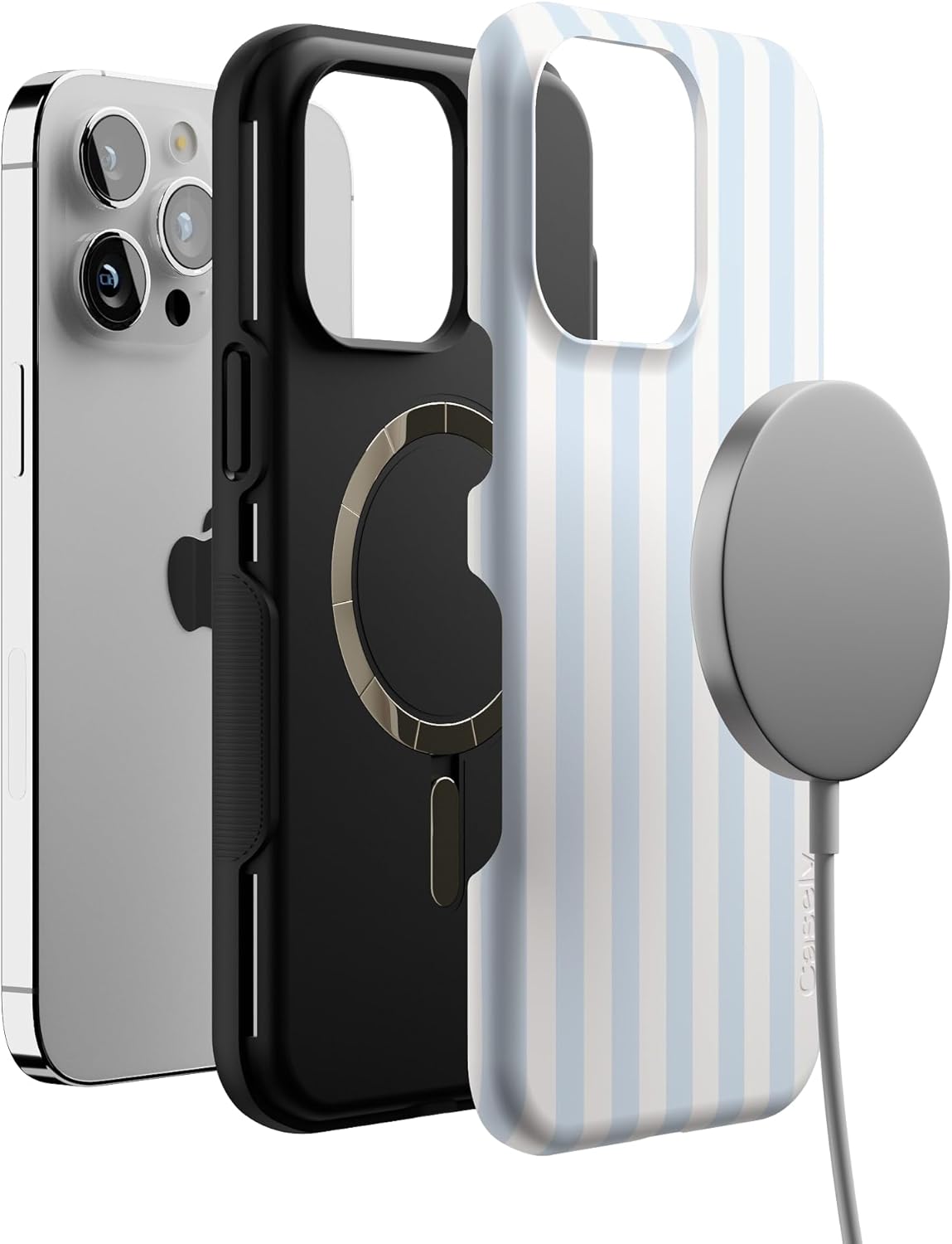 Casely iPhone 14 Pro Case | Sunday Best�| Blue Stripes | Bold Protective Design | MagSafe Compatible Design