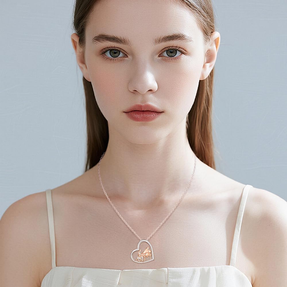 Piano Necklace Sterling Silver Piano Music Necklace for Women Heart Pendant Jewelry Pianist Musical Art Music Gifts for Women Daughter - Image 3