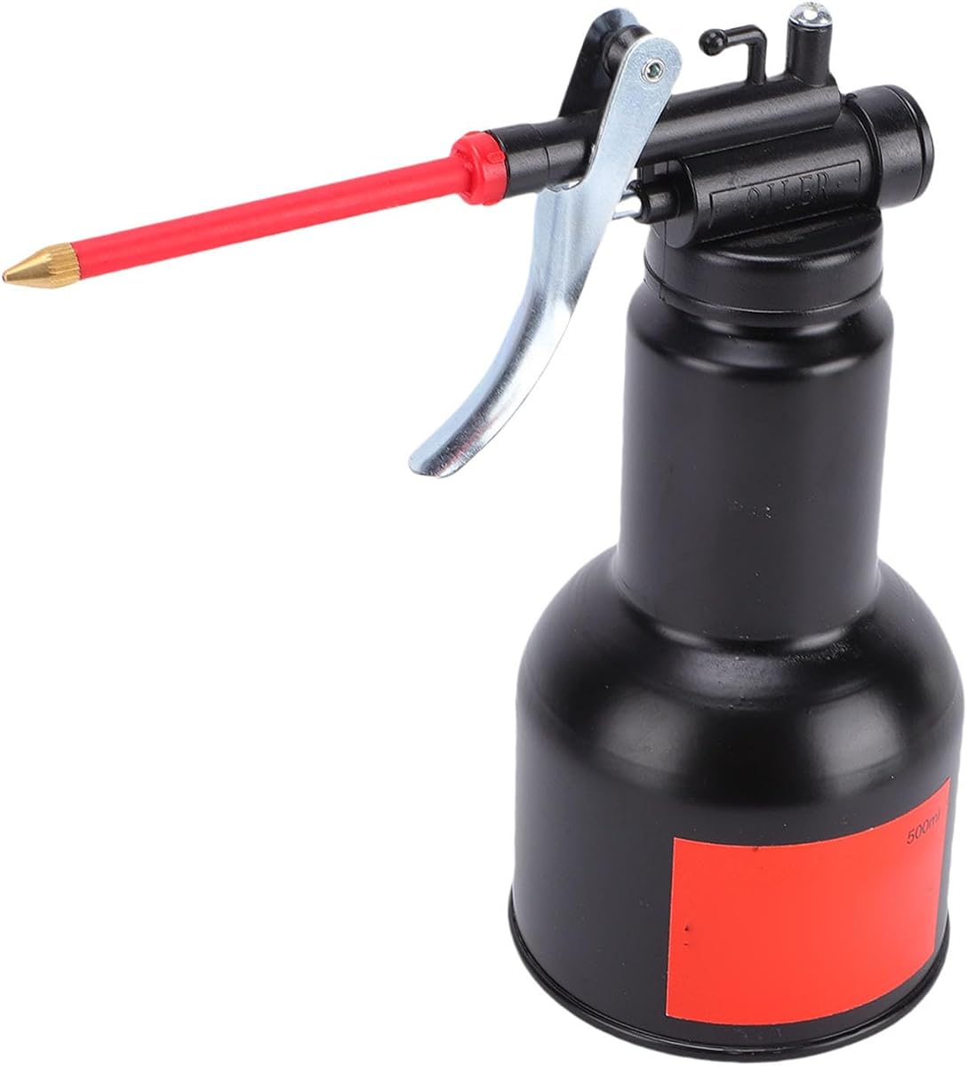 Fockety Oil Can Pump Oiler, 500ml Metal Hand Pump Oil Can, Squirt with Flex Spout for Precise Lubrication of Engines, Gears, Small Engines, and Industrial Equipment