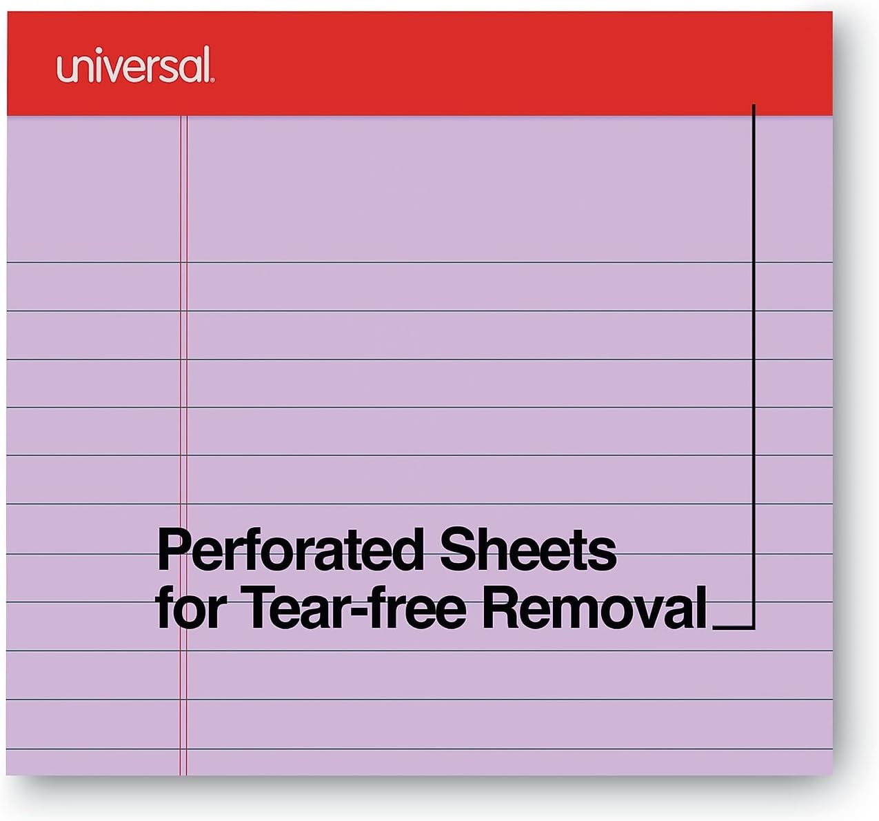 Universal Colored Perforated Ruled Writing Pads, Wide/legal Rule, 50 Orchid 8.5 X 11 Sheets, Dozen