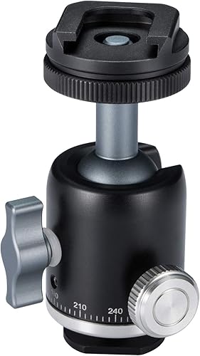 Miniatura 5 de Cabezal de bola de trípode para cámara con adaptador de montaje de zapata de 1/4 pulgadas, cabezal de bola panorámico profesional de metal