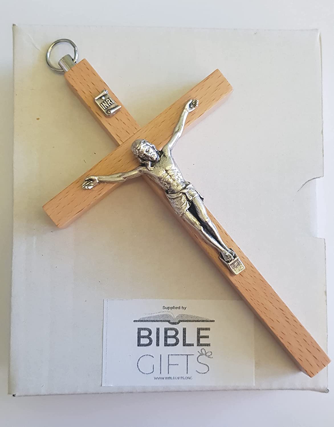Crucifijo de pared en madera de haya con cuerpo de Cristo tallado a mano para hogar 7