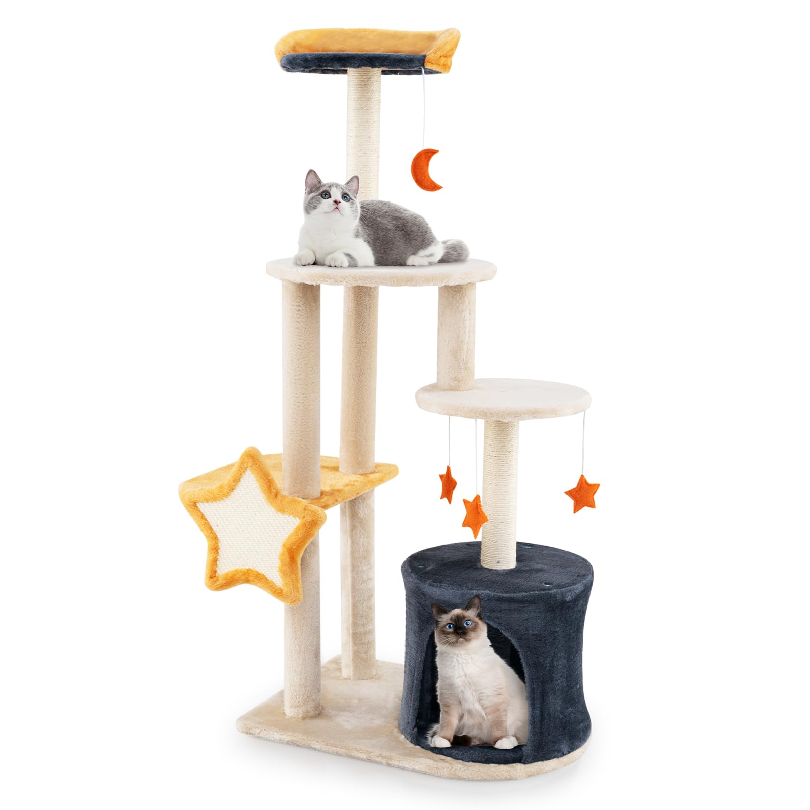 Maison En Bois Pour Chat à 2 Niveaux Avec Rangement Niche Chat Gris - Ciel & Terre Commerce