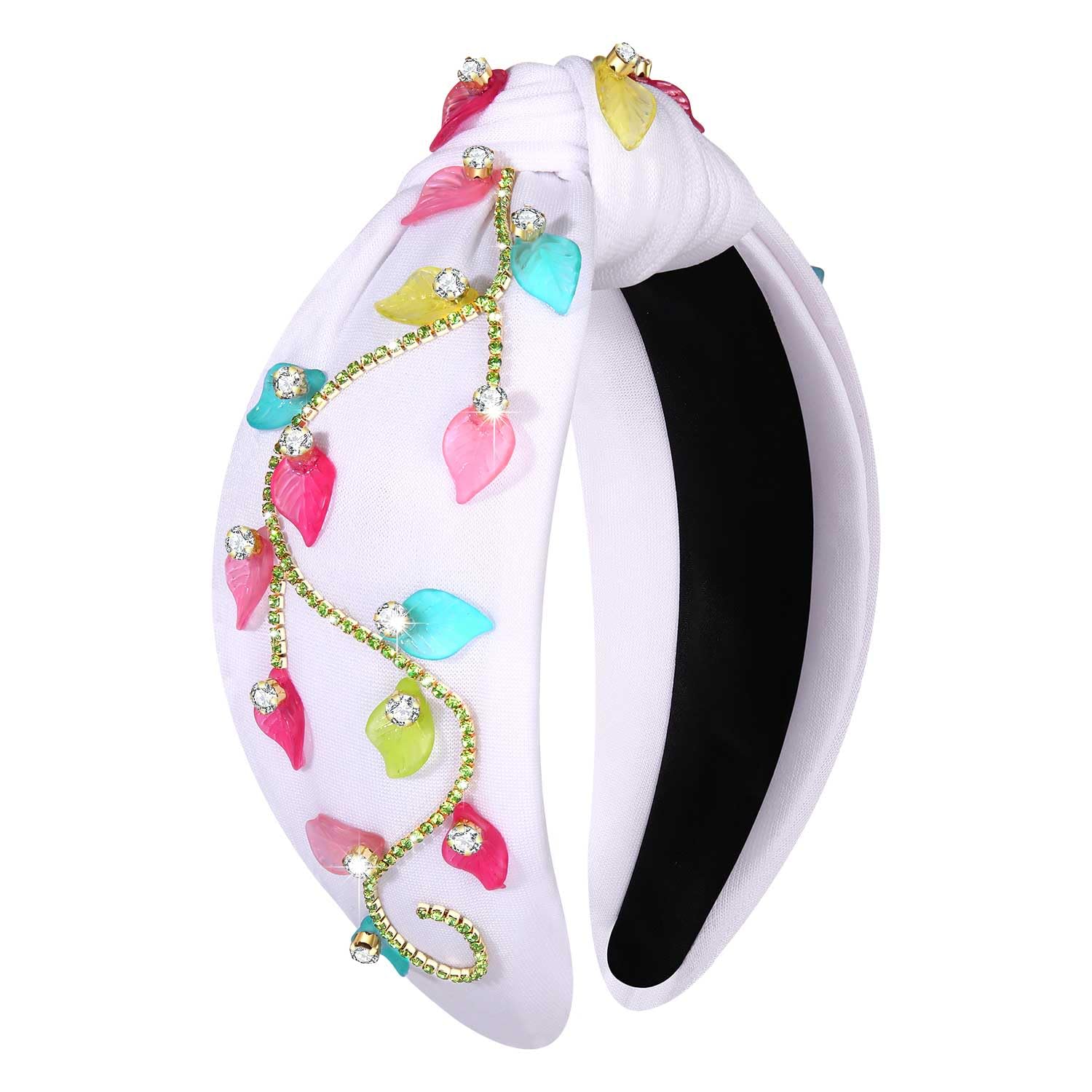 NVENF Summer Strawberry Headband for Women Fruit Headbands Tropical Leaf Headbands Summer Beach Hairbands Hair Accessories Outfits (Leaf A-White)