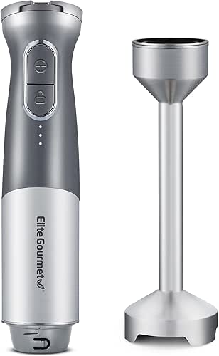 Elite Gourmet EHB1300 Cordless, Rechargeable Hand Blender, Variable Speed Blending
