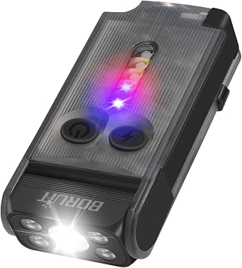 BORUIT V30 Small Keychain Flashlight with Clip, Magnetic, 180 Swivel