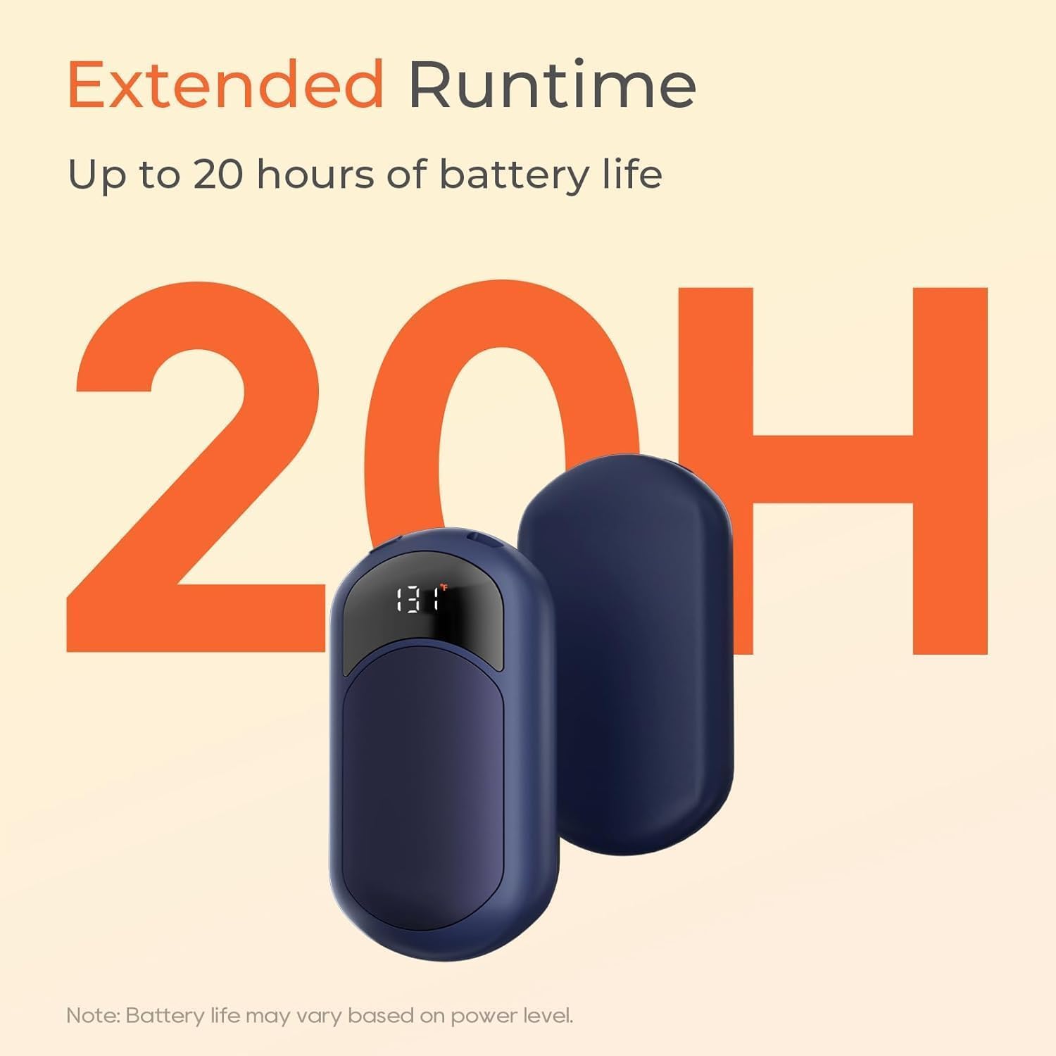 Hand Warmers Rechargeable 2 Pack, Electric Hand Warmer with Gift Box, LED Battery and Temperature Display, Quick Heating Portable Pocket Heater, for Men Women, Camping, Hunting Blue