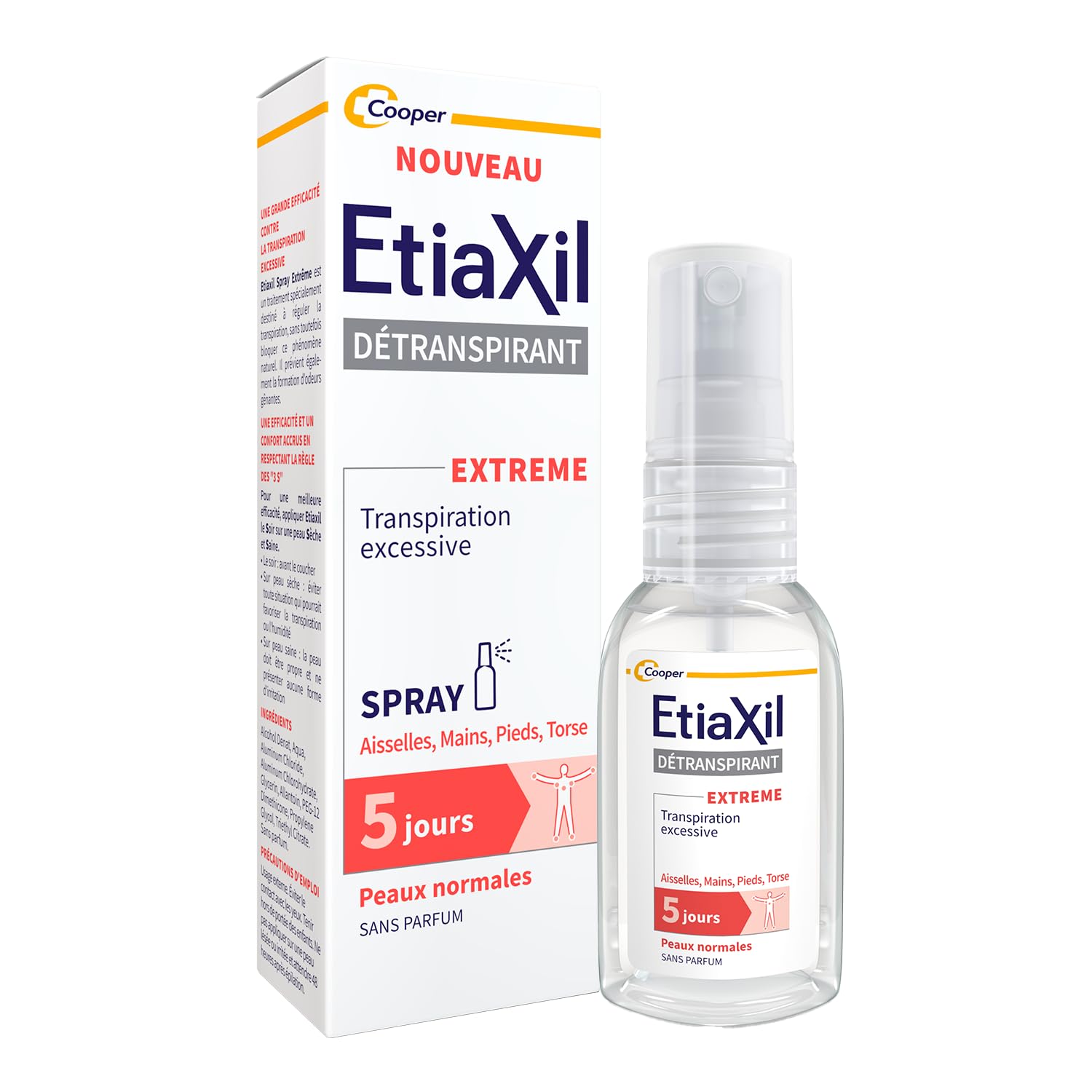 Etiaxil Spray Déodorant Détranspirant Aisselles Mains Pieds Torse 30ml