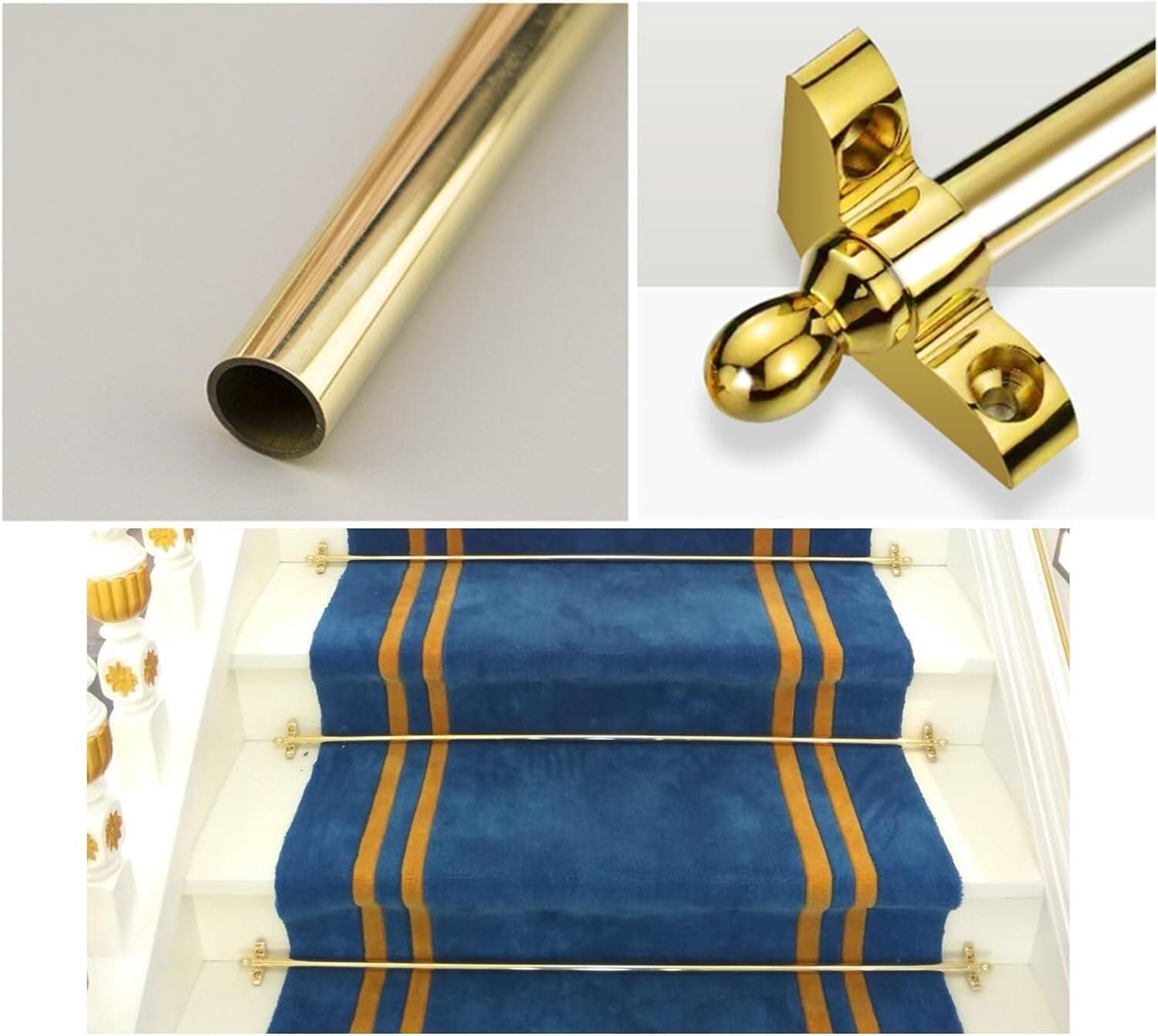 Stair Carpet Rods Stair Carpet Rods, Non-Slip Brass Stair Carpet Rods, Length 100cm, Stair Carpet Runner Rods Carpet Runner，5pcs
