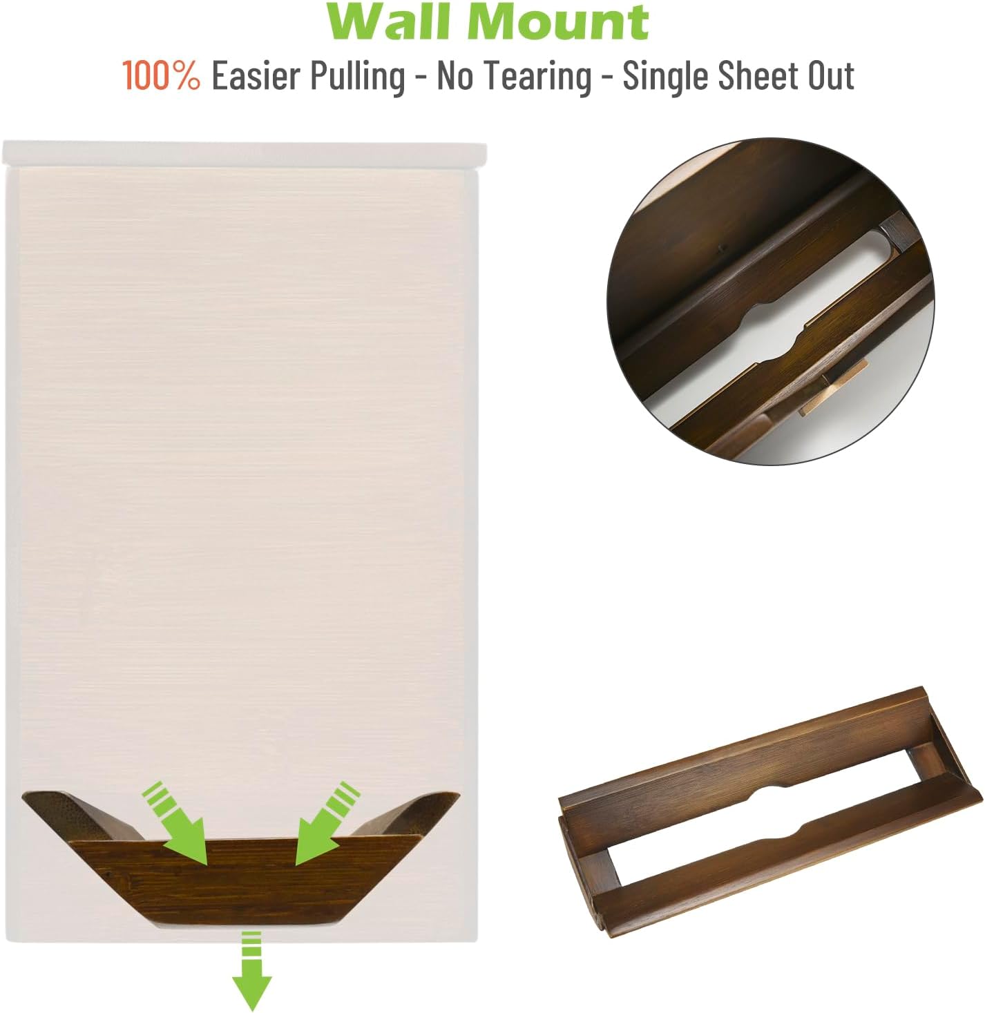 Cozee Bay Bamboo Paper Towel Dispenser, Paper Towel Holder with Lid for Home and Commercial, Wall Mount or Countertop (Vintage Brown)