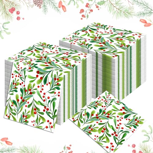 OXYLIPO 120 Count Christmas Dinner Napkins | 6.5 Inch Folded