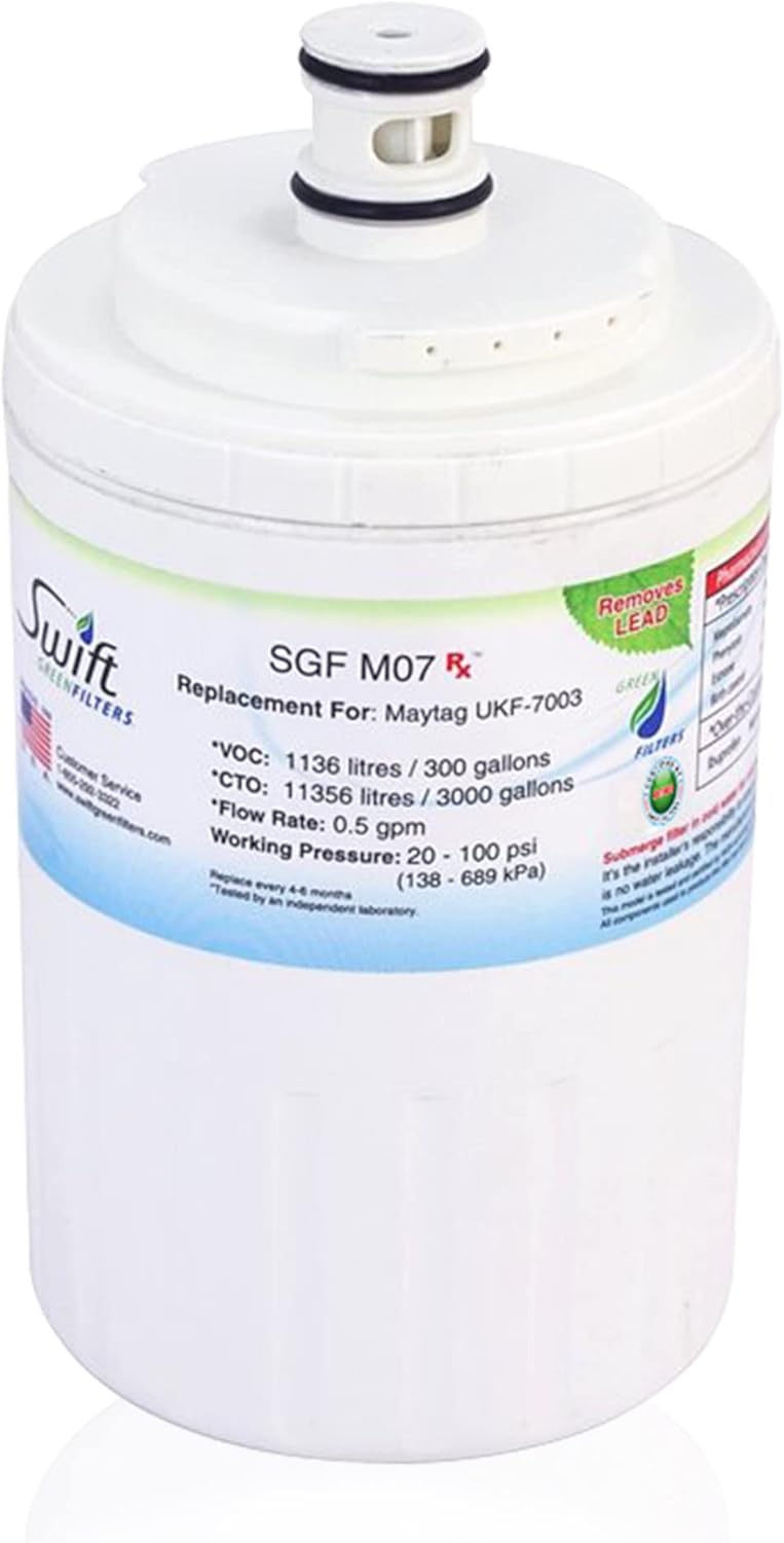 Swift Green Filters SGF-M07 Rx Compatible for UKF7003,UKF7001,EDR7D1,Filter 7 Refrigerator water Filter (1 Pack),Made in USA