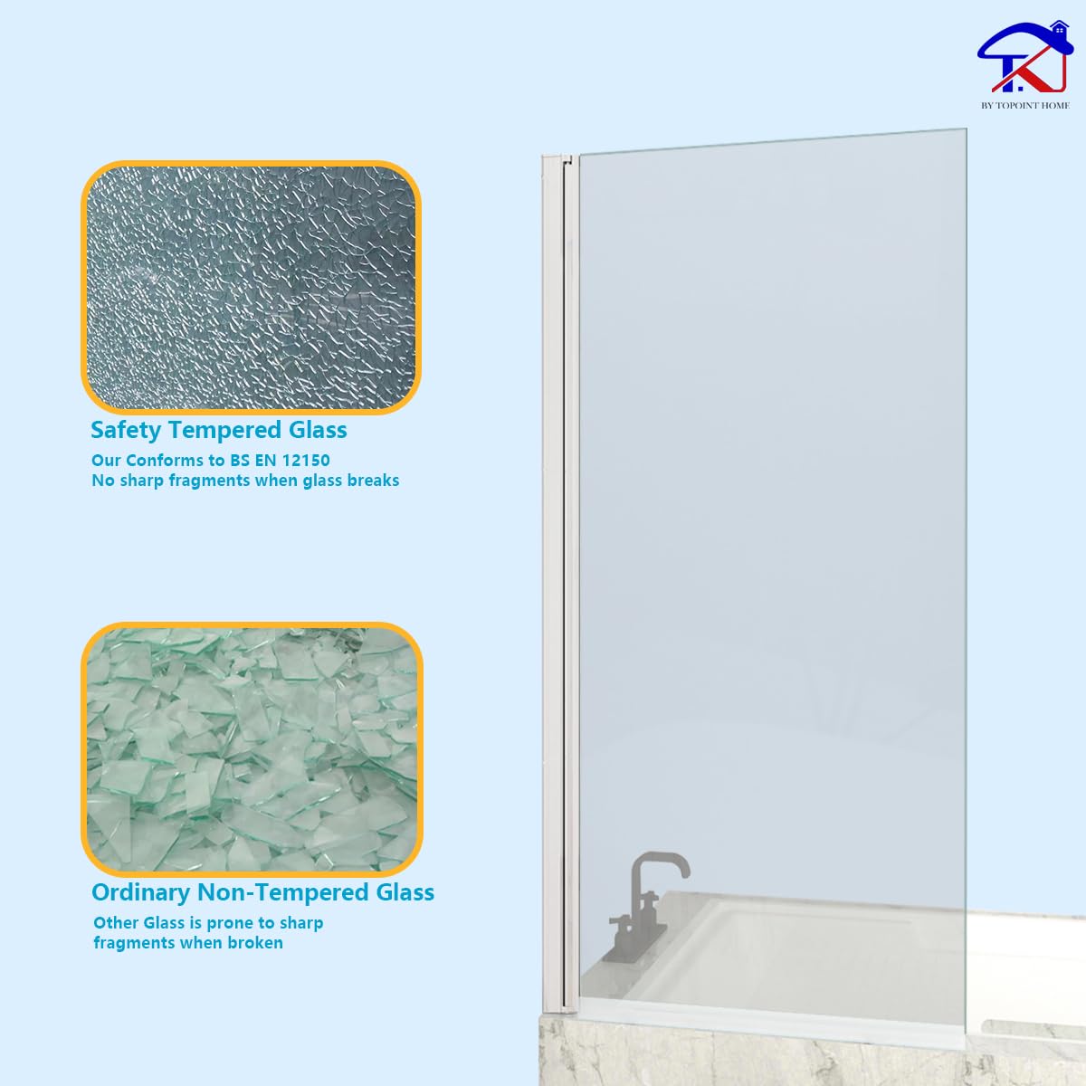 T&K Mampara de ducha para bañera, 70 x 140 cm, cromado, plegable, borde cuadrado de 5 mm, cristal de seguridad templado por ambos lados, fácil de limpiar, accesorio de ducha para bañera