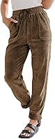 EVALESS Women's Corduroy Pants: High Waist Drawstring Elastic Straight Leg, Loose Comfy Trousers with Pockets