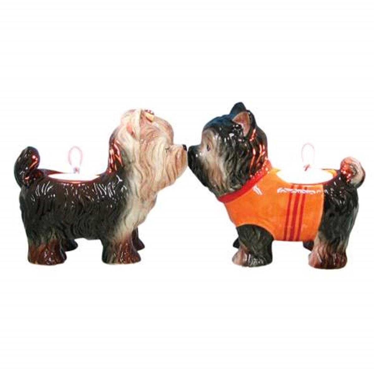3.75 Inch Kitchenware Yorkies Puppies Brown and Black Tea Light
