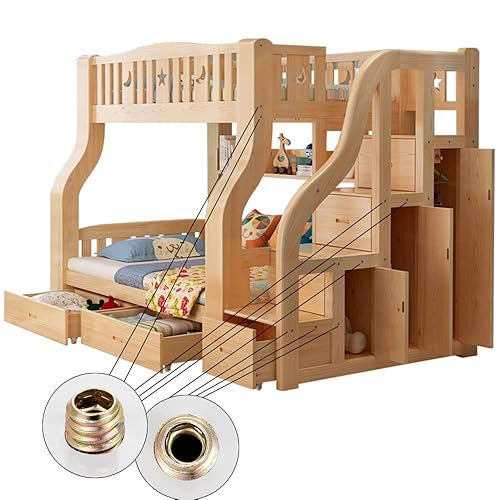 Miniatura 6 de PGMJ 80 piezas de insertos de tuerca empotrada M6, perno de madera, tuerca sin cabeza, conector de cierre roscado para muebles de madera (M6 x