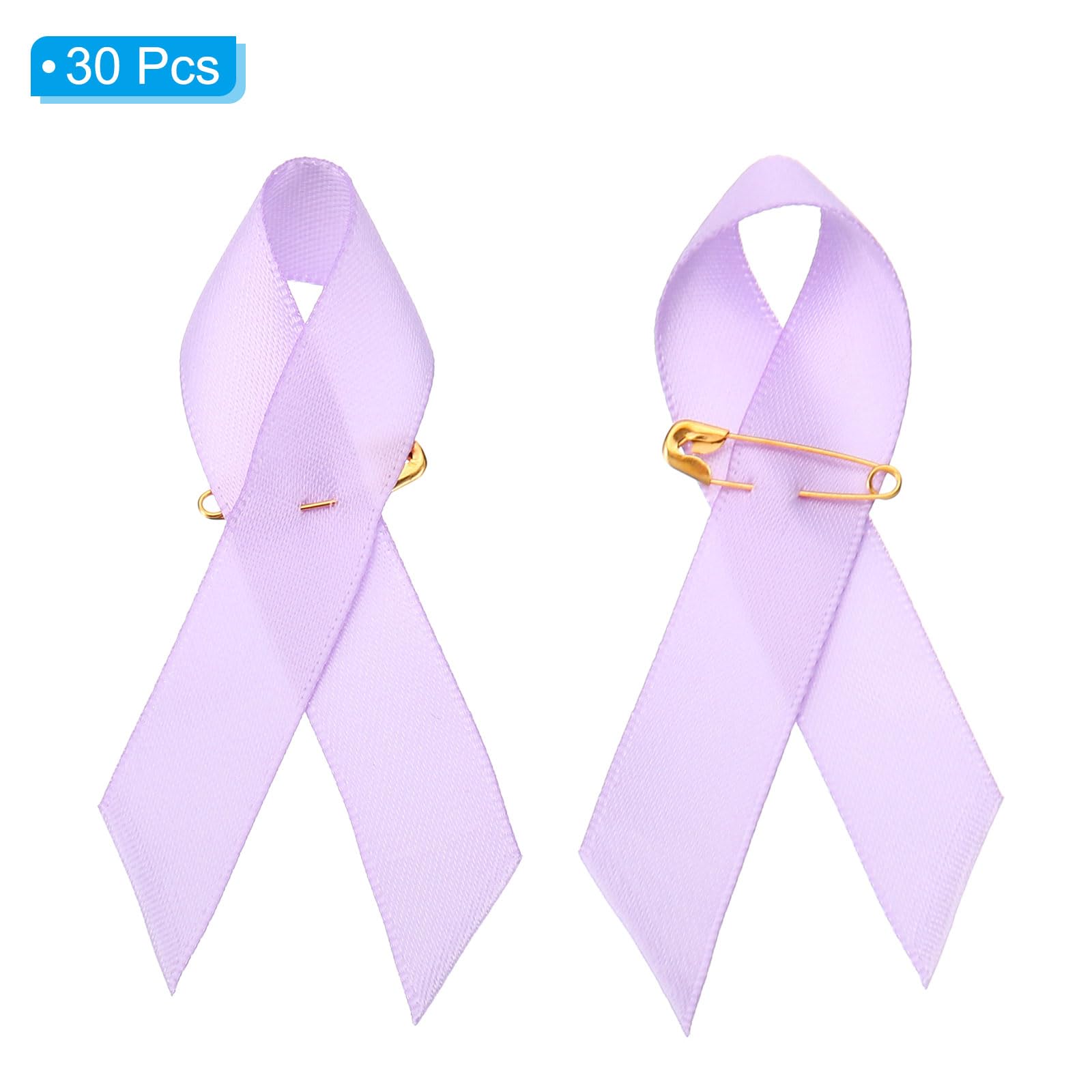 PATIKIL 30 Pieces Lavender Polyester Ribbon Satin Pins, Awareness Ribbon Satin with Safety Pins - Image 3
