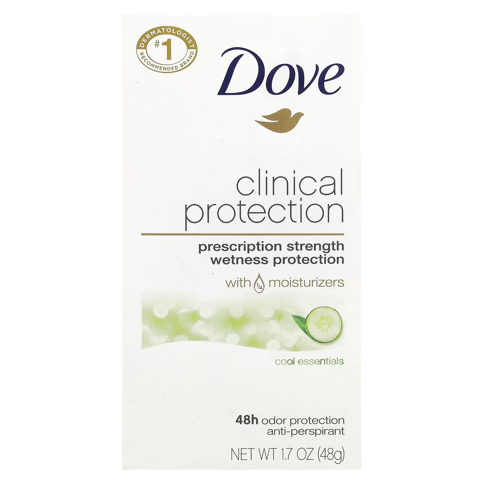 Dove Clinical Protection Anti-Perspirant Deodorant Solid, Cool Essentials 1.70 oz (Pack of 6)