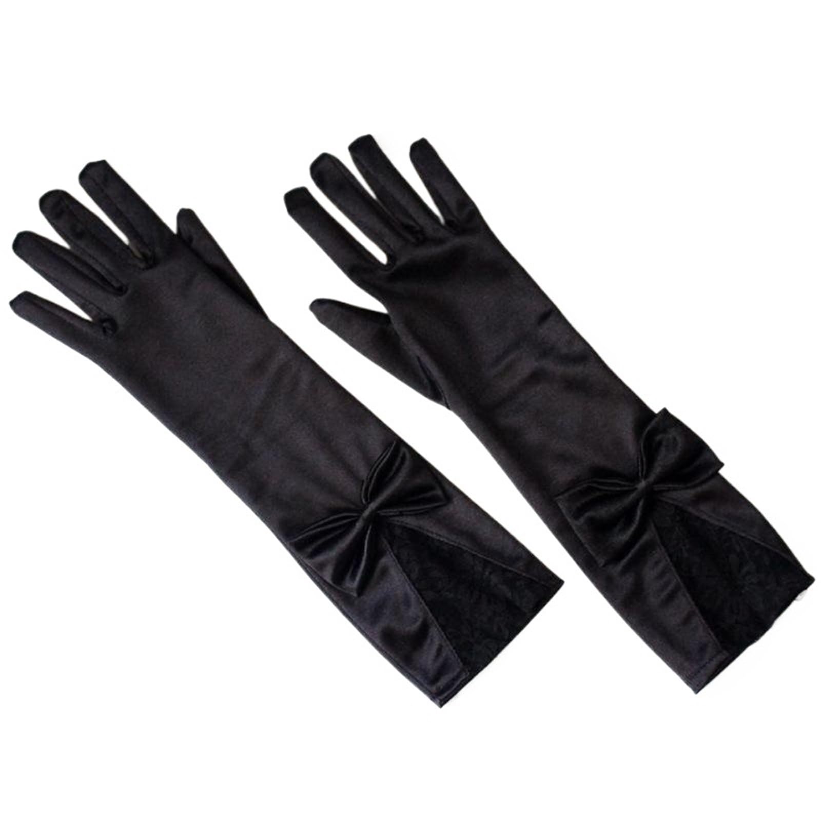 3 paia di guanti da donna con fiocco in pizzo, guanti in raso, guanti da cerimonia for spettacoli di danza, guanti in raso, guanti da sposa Per Sera Matrimonio