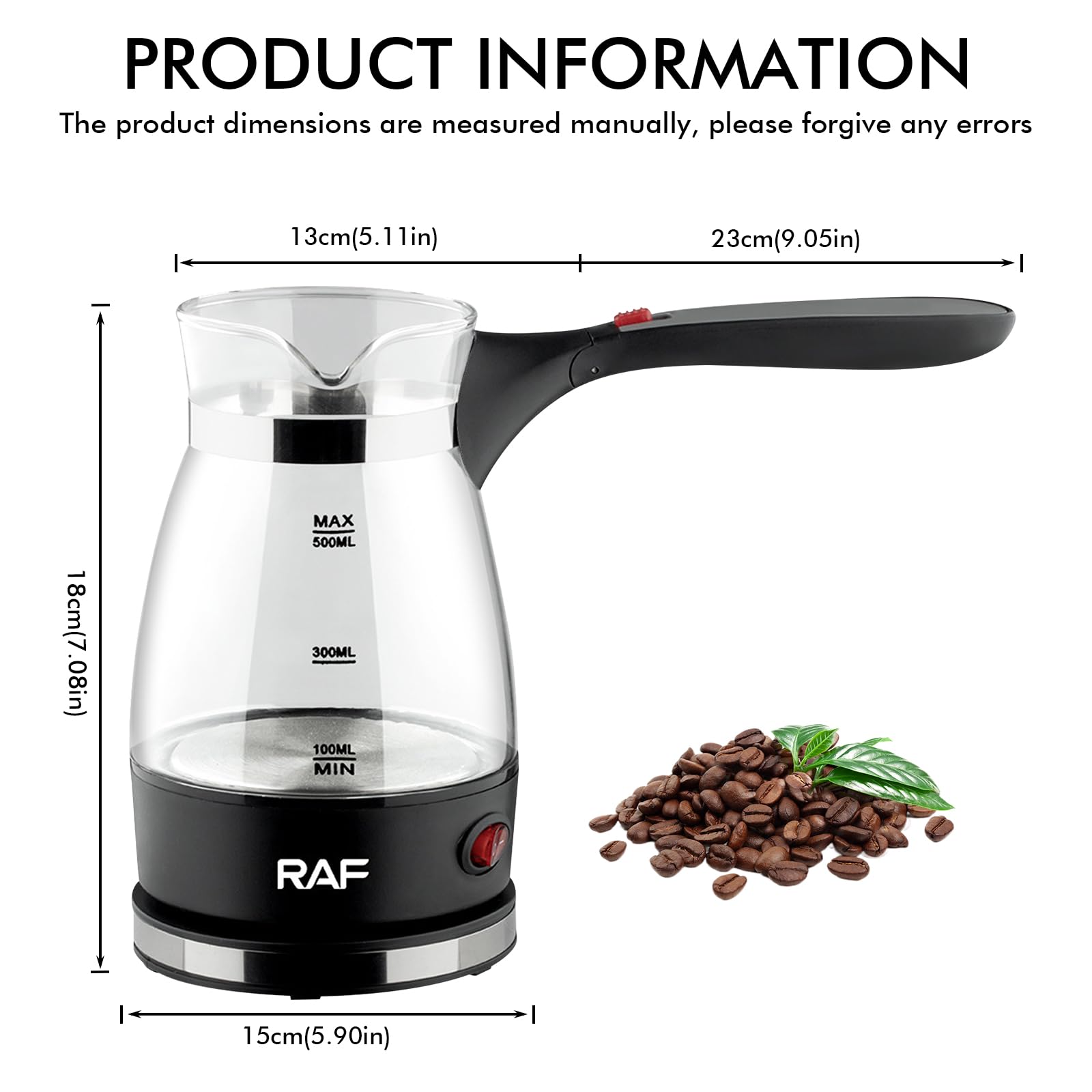 BAIFULAI Türkischer Kaffeekocher,600ml Turkish Coffee Pot, Espressokocher Induktion,Elektrische Türkische Kaffeekanne Teekanne Espressokocher Camping Kaffeekocher Mokkakanne Turkish Coffee Maker