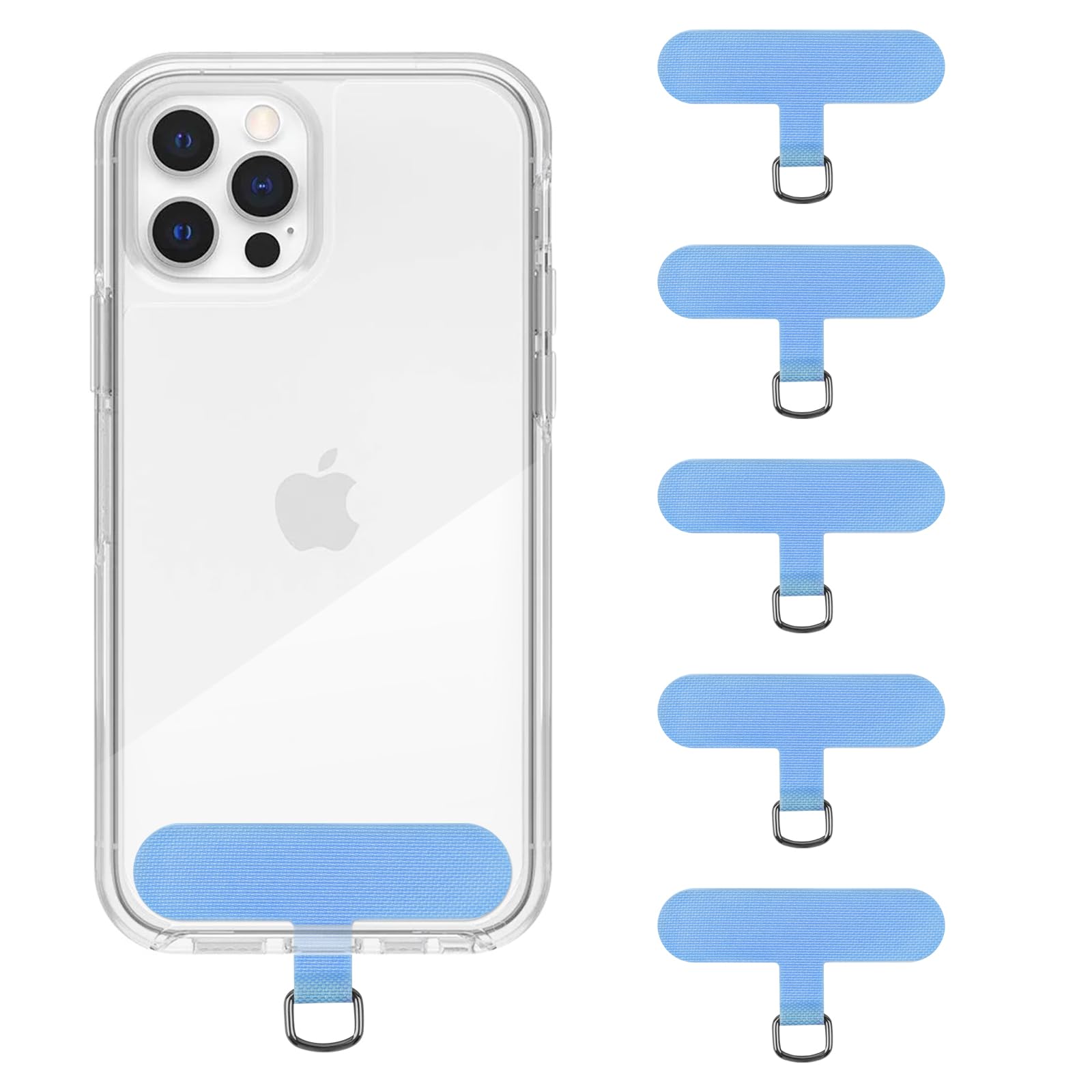 Cell Phone Strap Attachment 6-Piece Phone Tether Tabs Without Adhesive -  Universal Lanyard Patches For Smartphone Cases, Clear Cell Phone Lanyard Tab