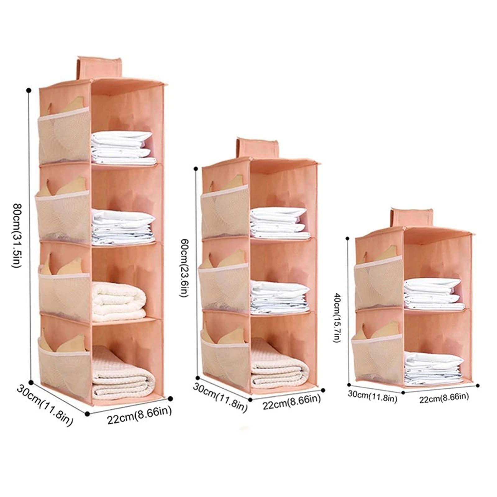 Hängeregal Non-Woven Washable Wardrobe Multi-Layer Folding Hanging Bra Organizer Bag for Wardrobe Multi-Layer Underpants Socks Storage Bag Für Schlafzimmer(Blue 4-Layer)