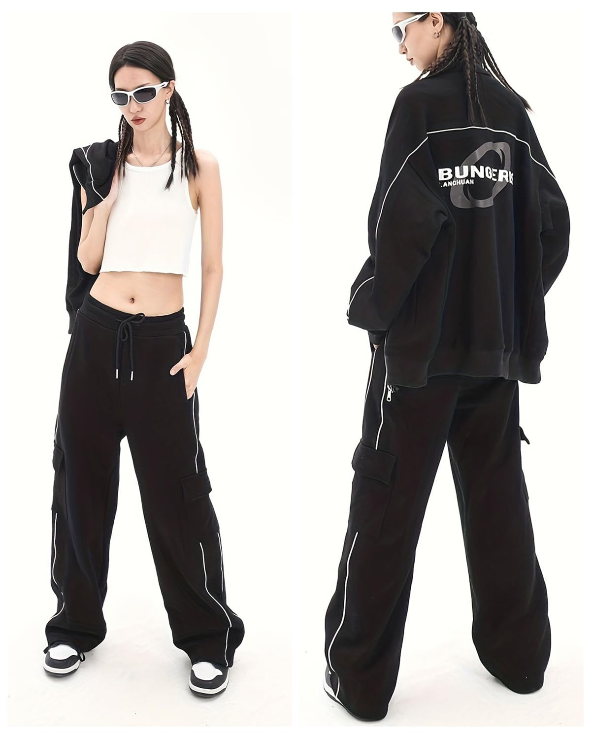 Skateboard Frog Y2K Baggy Streetwear Hip Hop Harajuku damskie spodnie w stylu amerykańskim vintage jesień luźne sportowe ze sznurkiem