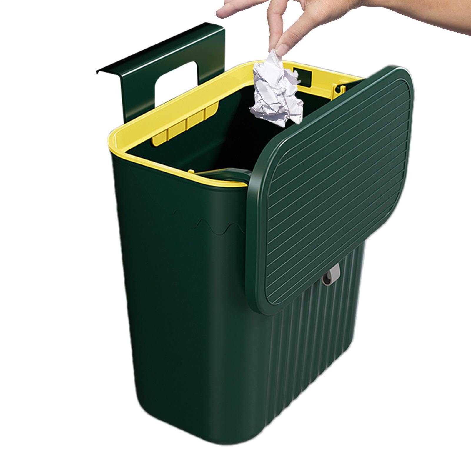 Da appendere a parete - 27 x 13 x 29 cm PP appeso | Pattumiera ermetica | per rifiuti alimentari, pattumiera senza fori per il bagno, doppio coperchio pieghevole scorrevole aperto Piano di lavoro