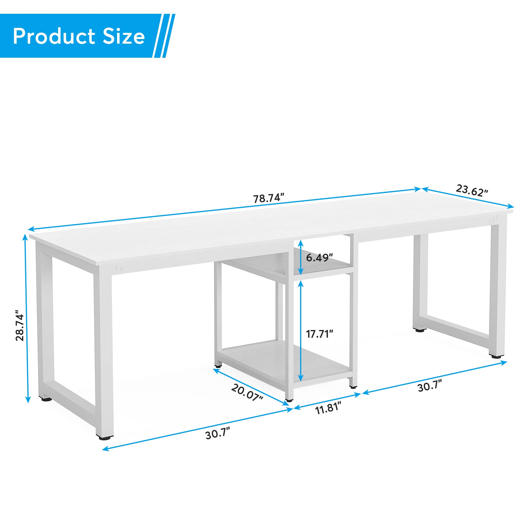 Tribesigns 78 Inches Computer Desk, Extra Large Two Person Office Desk ...