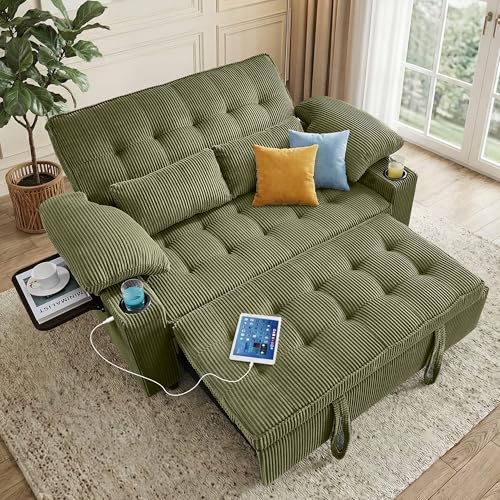 Wakefit 58in Sleeper Sofa Bed, Convertible Pull Out Couch Bed(OliveGreen)
