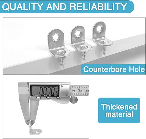Miniatura 5 de 42 soportes de esquina de 0.79 x 0.79 pulgadas de largo, soporte de acero inoxidable pequeño de ángulo recto de 90 grados para silla de escritorio