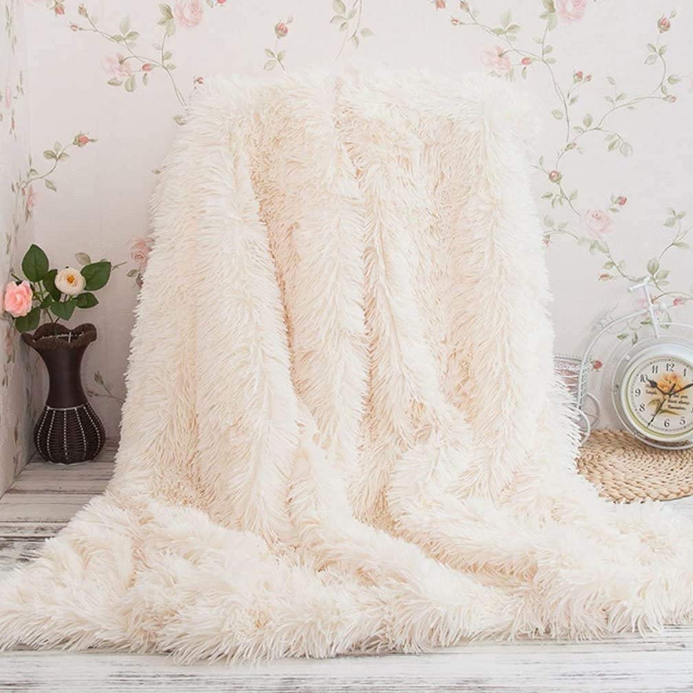 Coperta morbida a pelo lungo e soffice, 200 x 230 cm, in microfibra, con pelliccia sintetica, calda, elegante, accogliente, con tinta unita, per letto e divano, colore: grigio