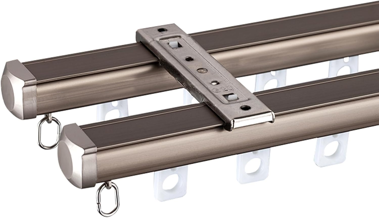 Double Row Curtain Track Silent Heavy Duty Drop Ceiling for Curtains-Room Divider,Heavy Duty Double Curtain Track Set, 7.5FT Aluminum Ceiling Divider with Silent Pulley, Durable Double Rails