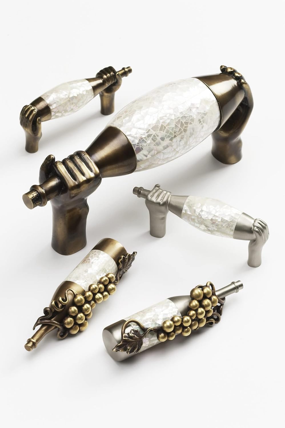 Schaub Wine Themes Collection Penshell Inlaid Wine Bottle 6 in. (152mm) Pull, Penshell/Estate Dover - 942M-ED/PEN